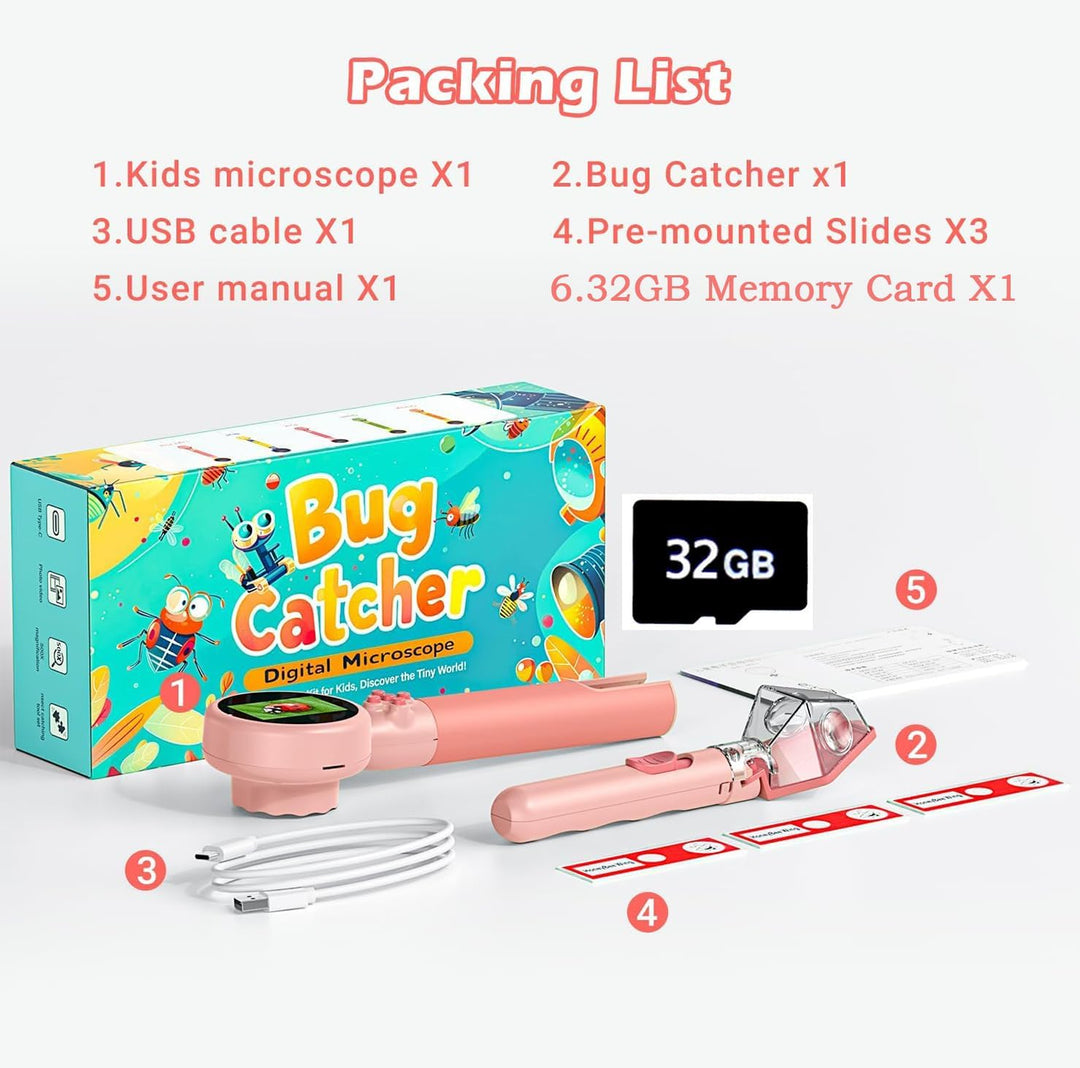 1000X Handheld Digital Mikroskop für Kinder – 4K 5,1 cm Bildschirm, wiederaufladbares Mini Labster t
