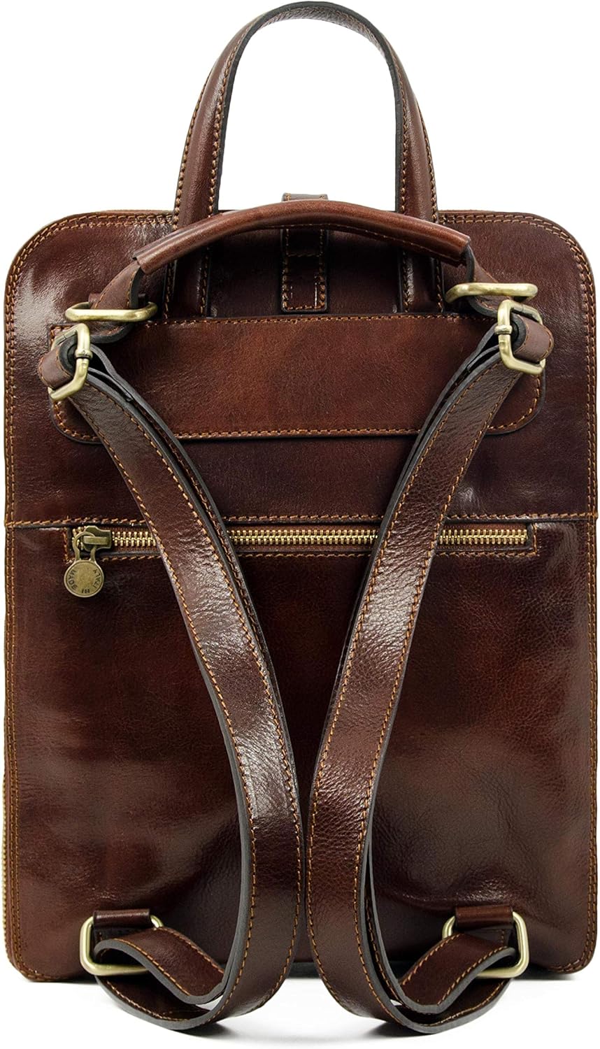 Time Resistance Lederrucksack Wandelbar zu Schultertasche - Handgemacht Tagesrucksack Rucksack bis z