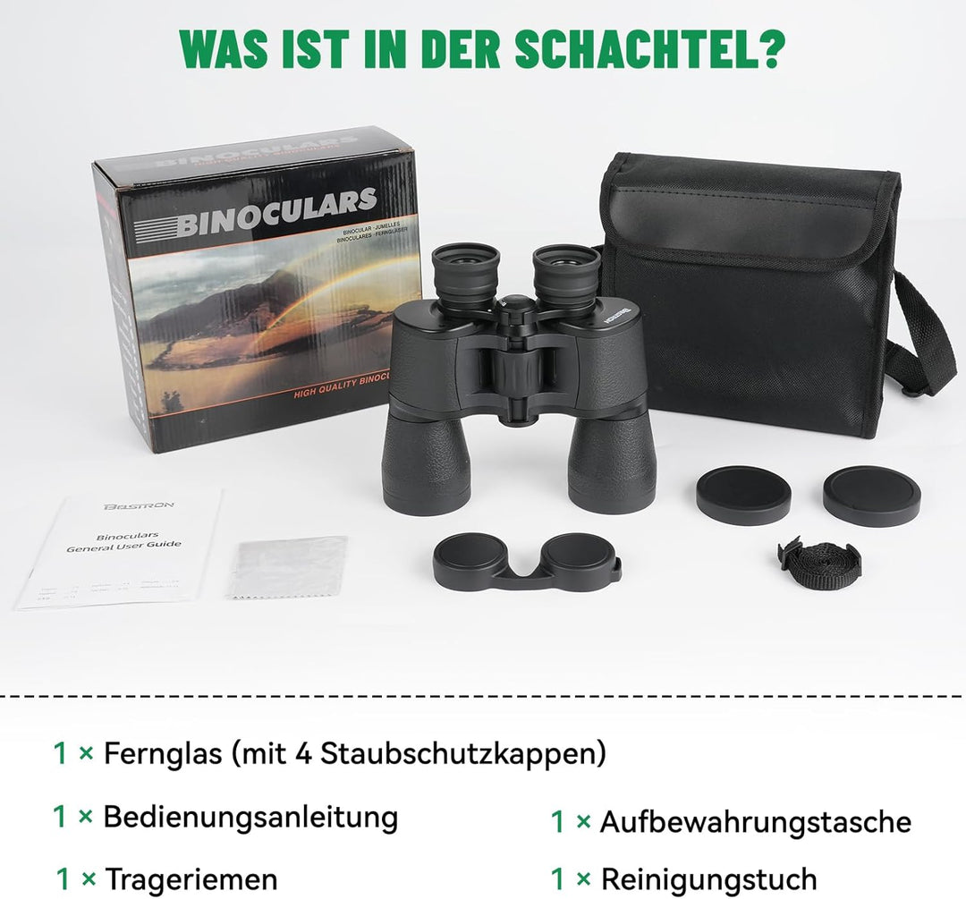 BOSTRON Kompaktes Fernglas 7x50 für Erwachsene, Stossfest HD Ferngläser mit PORRO-Prism,Profi Feldst