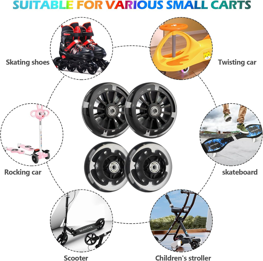 Leuchtende Scooter Räder, 2 Paar Led Scooter Rollen Räder, 80mm,120mm Scooter Ersatzräder, Stunt Sco