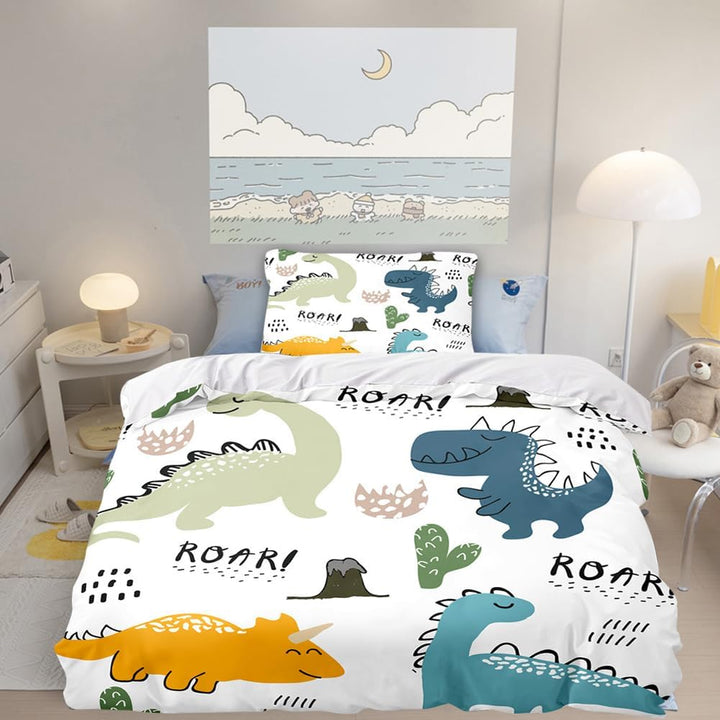 DASIAUTOEM Kinderbettwäsche, 100x135 Baby Bettwäsche Komplettset, Dinosaurier Bettwäsche,100% Polyes