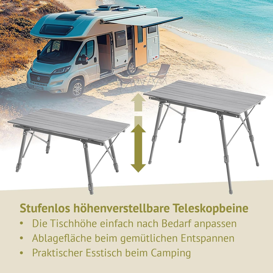 Campingtisch klappbar höhenverstellbar Falttisch tragbar Aluminium inkl. Tragetasche Outdoortisch we