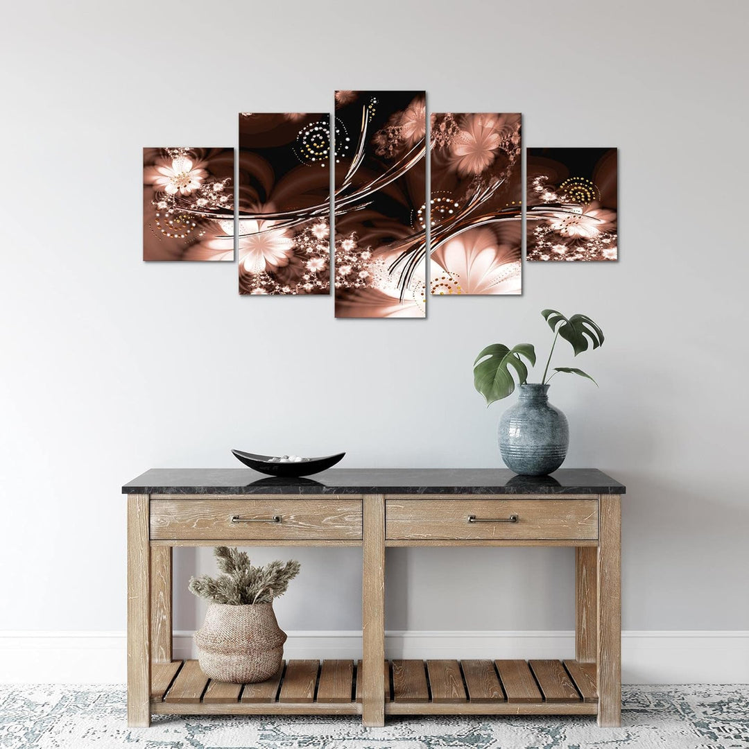 Runa Art Wandbilder Abstrakt 5 Teilig Bild auf Vlies Leinwand Deko Wohnzimmer Schlafzimmer Schwarz W