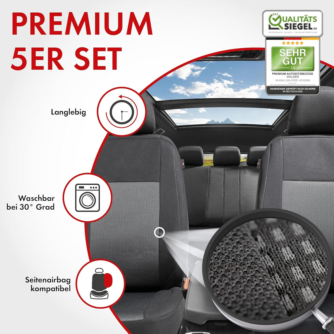 Walser Premium Autositzbezüge Ardwell mit Reissverschluss Qualitätssieger Sehr Gut* Sitzbezüge Auto,