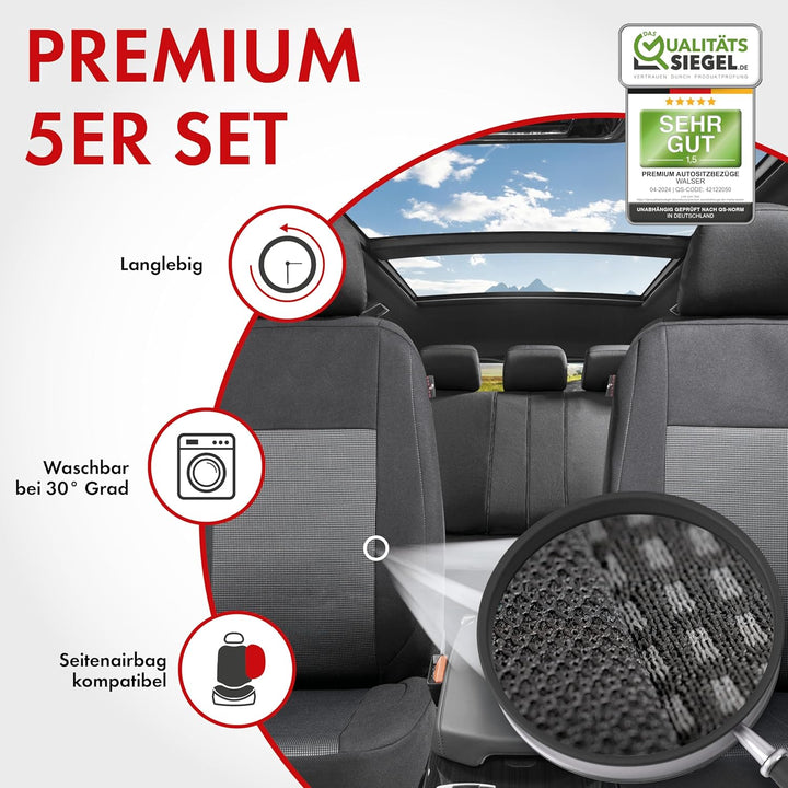 Walser Premium Autositzbezüge Ardwell mit Reissverschluss Qualitätssieger Sehr Gut* Sitzbezüge Auto,