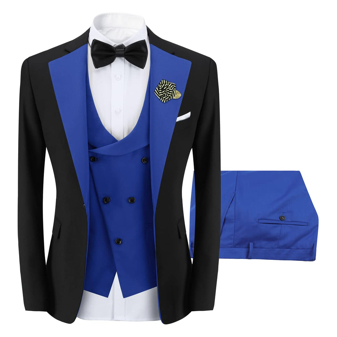 Sliktaa Herren 3 Teilig Anzüge Regular Fit Jacke Weste Hosenanzug für Business Sakko Hose Elastisch