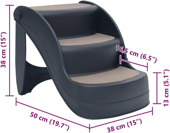 vidaXL Faltbare 3-stufige Hundetreppe dunkelgrau