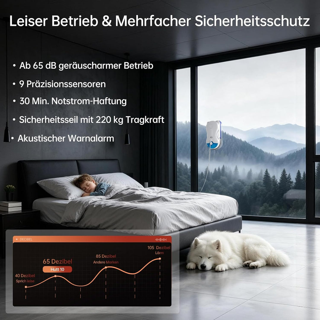 HUTT 10 Fensterputzroboter mit 6500Pa, Nass-Trocken Reinigung, Doppelspray