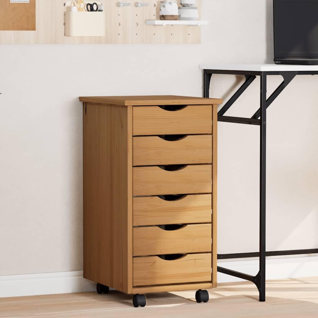 vidaXL Rollschrank, Rollcontainer mit 6 Schubladen, Kommode Schubladenschrank mit Rollen, Büroschran