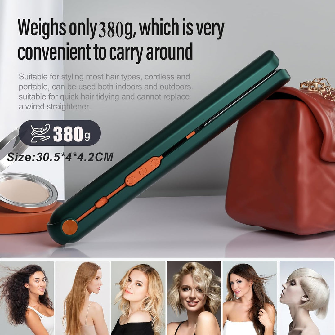 2 in 1 Glätteisen Locken und Glätten, 160°C-220°C Reise Glätteisen Kabellos 10000mAh Akku Haarglätte