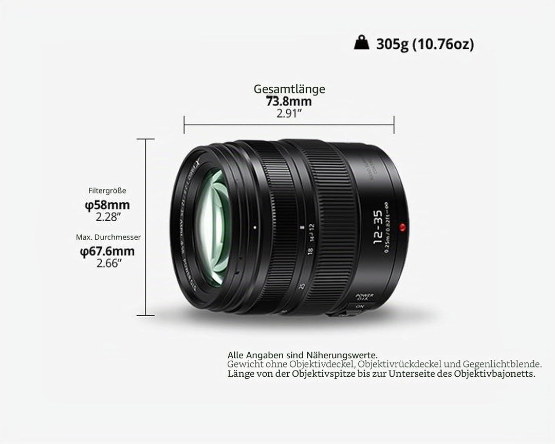 Panasonic H-HSA12035E Lumix G Vario 12-35 mm/ F2.8 ASPH./Power O.I.S. schwarz Single, Single