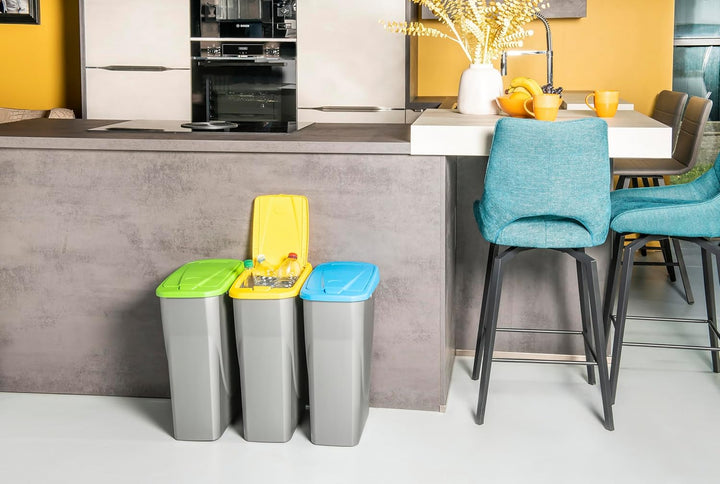 M-Home by Mazzei Mondex - Mülleimer zur Mülltrennung, 25 l, aus Kunststoff – leicht zu öffnen – Behä