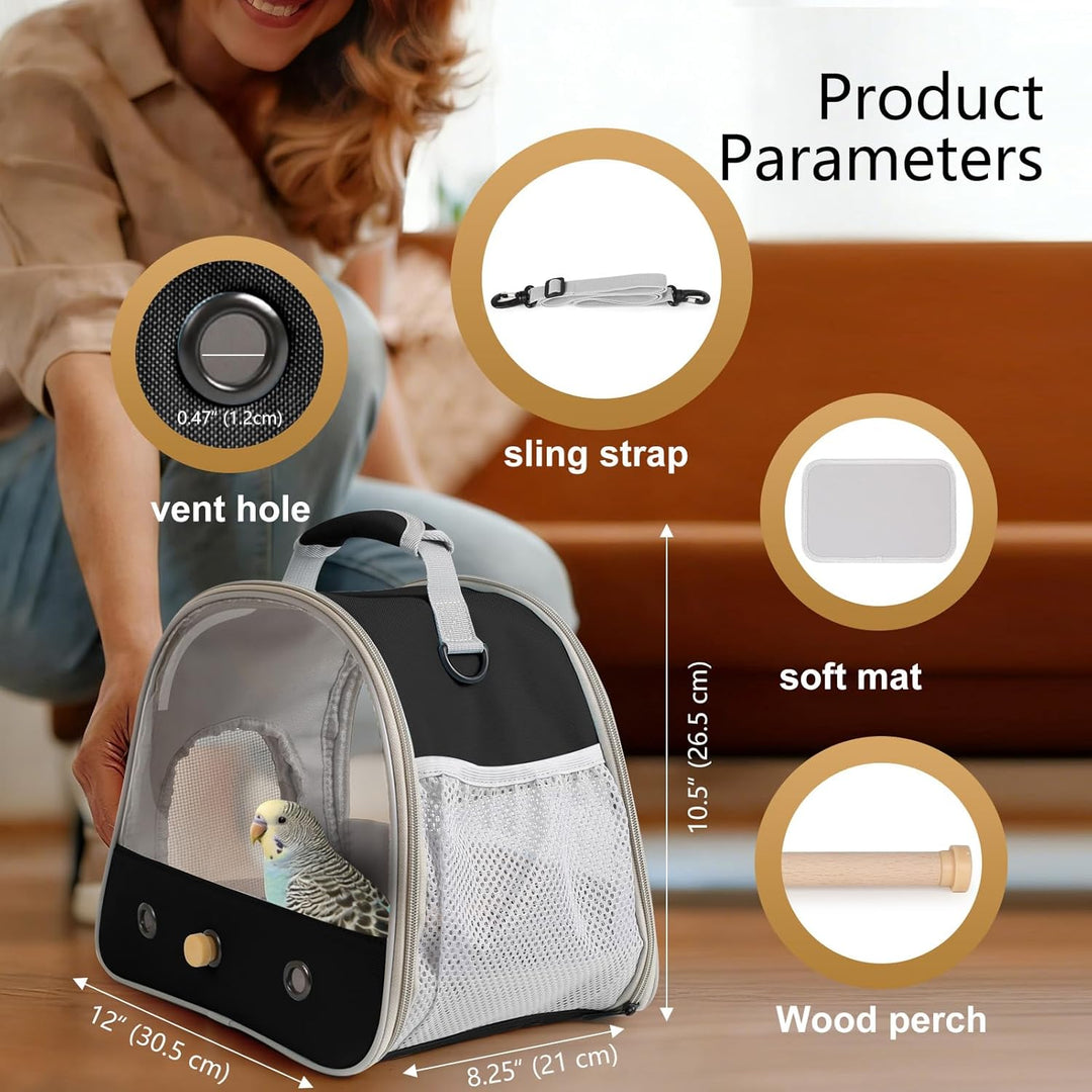 Interfashioner® Transporttasche für kleine Vögel, tragbarer Vogelkäfig für Papageien, Sittiche, Well