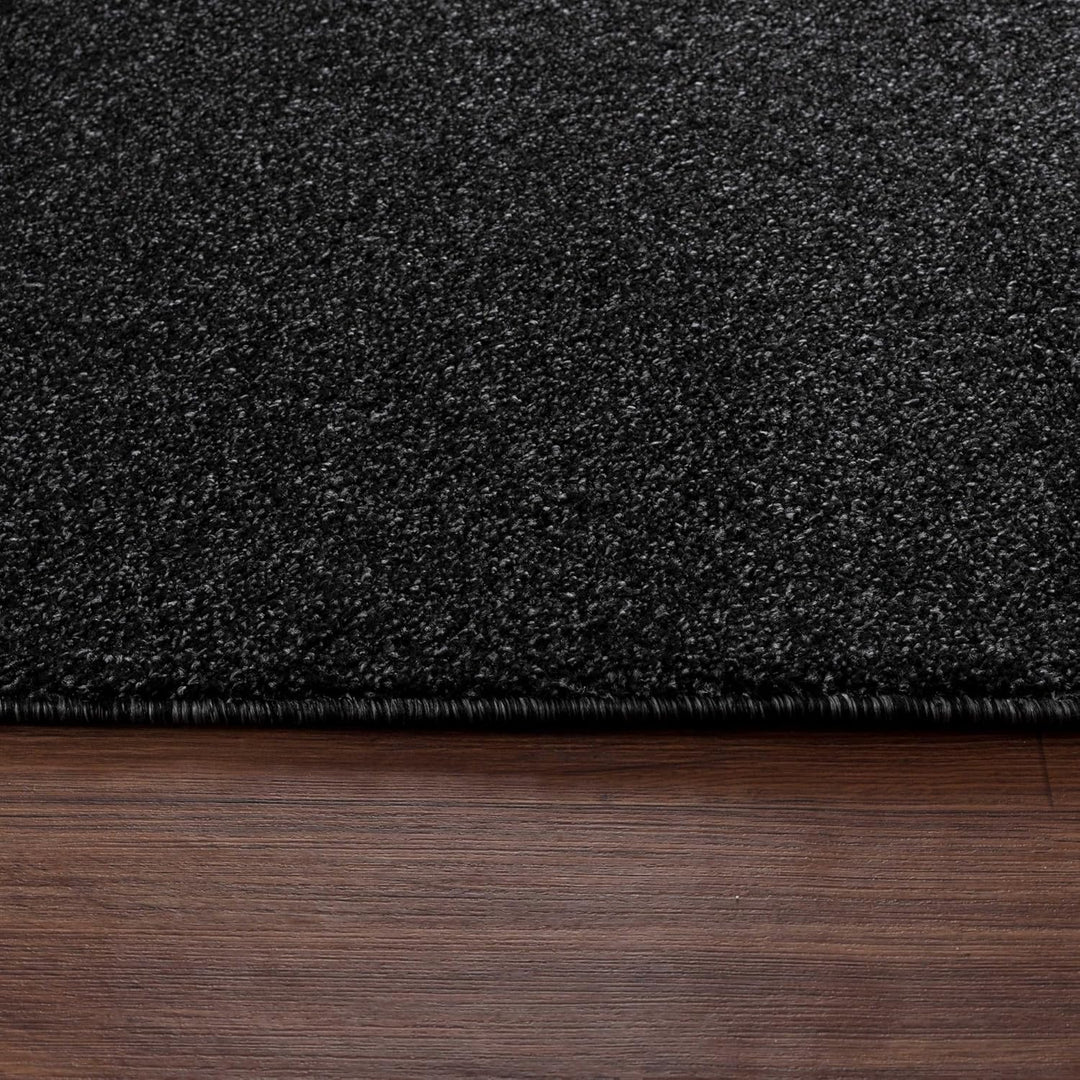 Carpetsale24 Läufer Teppich 80x150 cm Anthrazit, Kurzflor, Einfarbig, Modern, Rechteckig, rutschfest