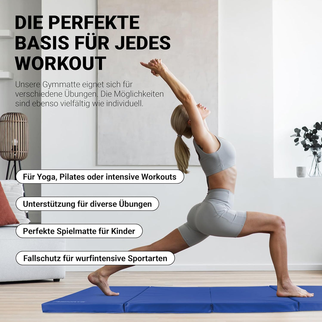 MSPORTS Turnmatte Premium klappbare Weichbodenmatte 190 x 80 x 5 cm Gymnastikmatte faltbare Sportmat