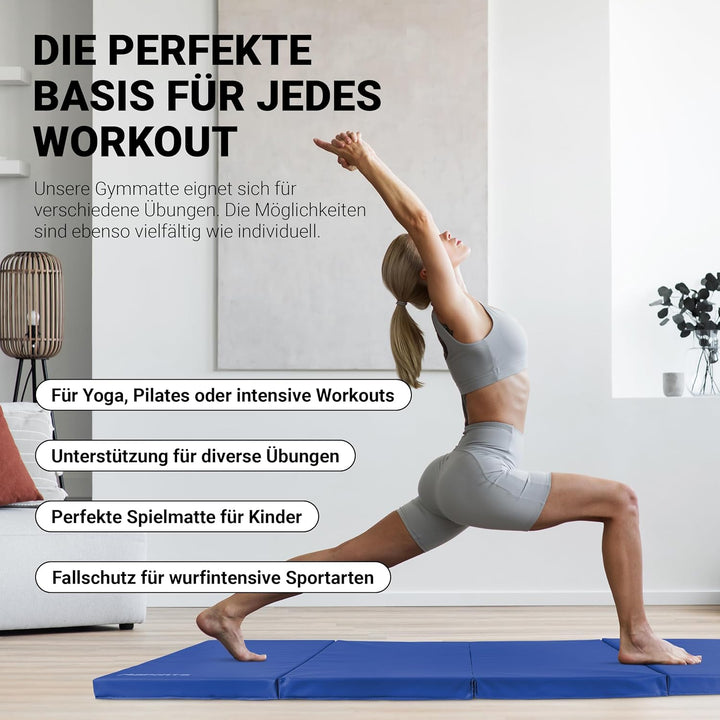 MSPORTS Turnmatte Premium klappbare Weichbodenmatte 190 x 80 x 5 cm Gymnastikmatte faltbare Sportmat