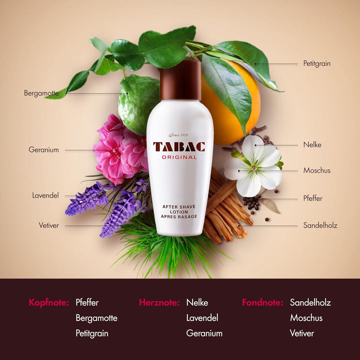 TABAC ORIGINAL After Shave Lotion: Bartpflege Aftershave Rasierwasser, Klassischer Männerduft mit Mo