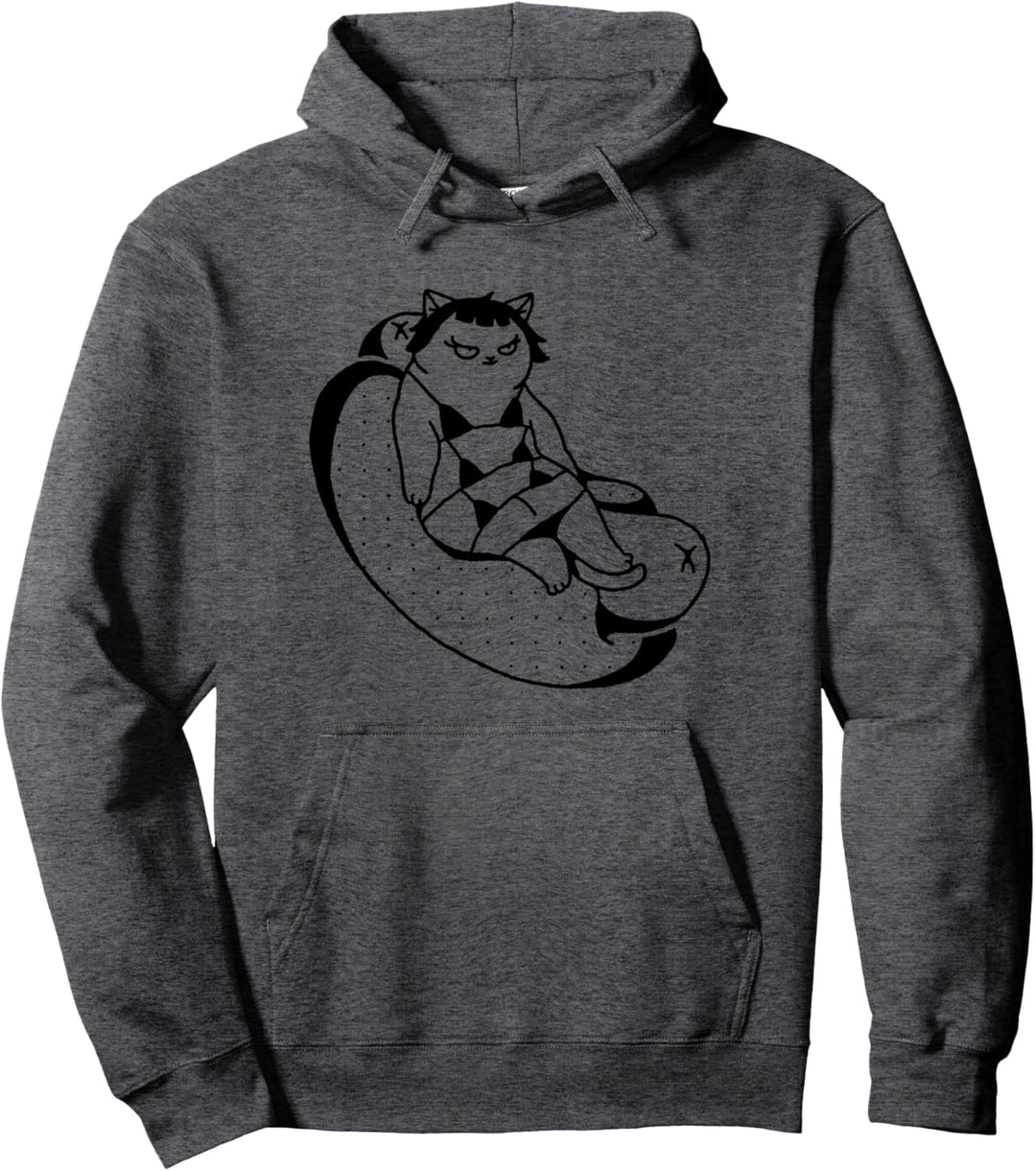 Dicke Katze auf Hot Dog Witziges Geschenk Anime Katzen-Fan Pullover Hoodie