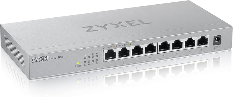 Zyxel 2,5G Multi-Gigabit Unmanaged Switch mit acht Ports für Home Entertainment oder SOHO-Netzwerke