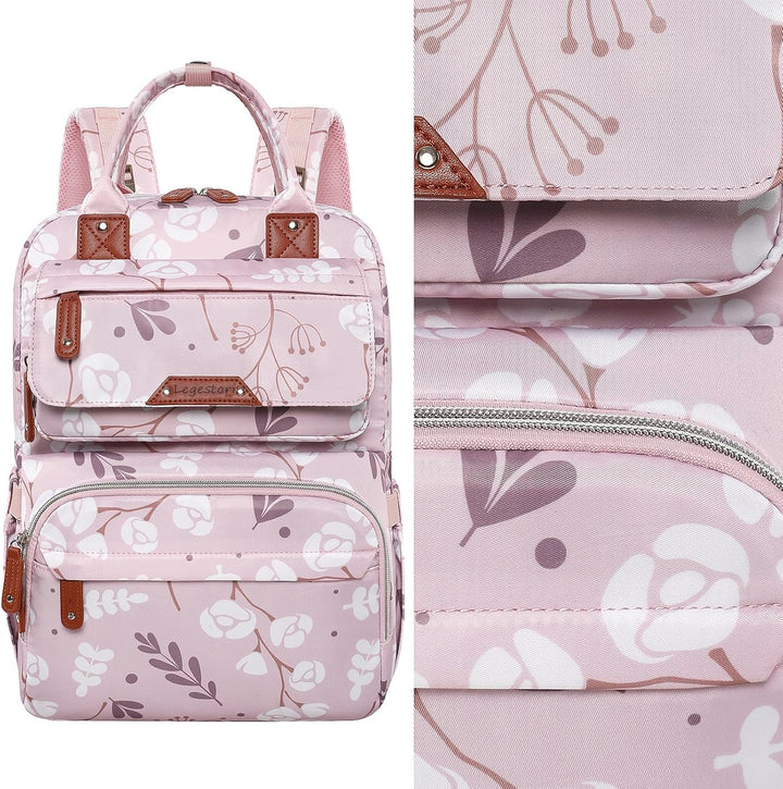 Legestori Diaper Bag Backpack, Baby Girl Diaper Bag with Insulated Pockets and Stroller Straps L-pin