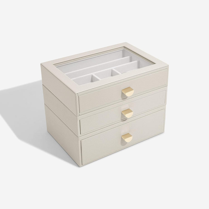 Stackers Oatmeal Classic Jewellery Box - Set of 3 (with drawers), Oatmeal