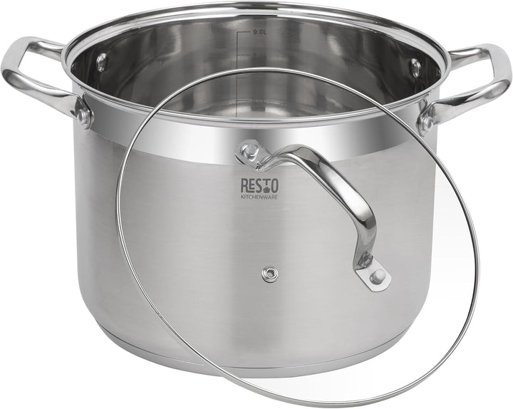 RESTO Edelstahltopf 26cm - Suppentopf, Universaltopf 9 L - Schmortopf mit Deckel - Topf für alle Her