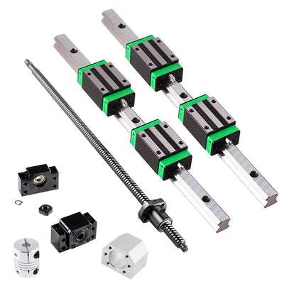 GooEquip Linearführung HGR15 600mm Linearschiene mit 4PCS Gleitblock + 1PCS SFU1605 600mm Kugelumlau