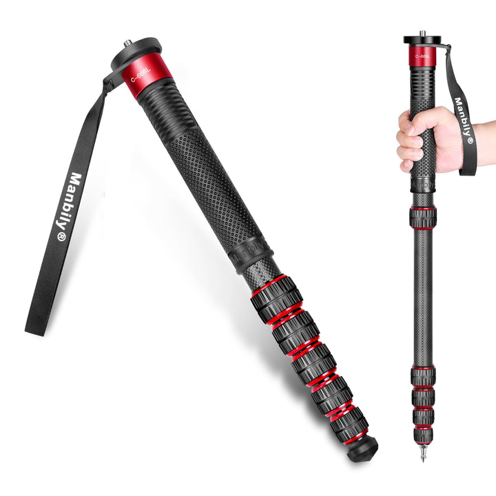 Manbily 32mm Einbeinstativ Carbon für Kameras 44cm-174cm Kohlefaser Monopod Stativ DSLR Reise-Einbei