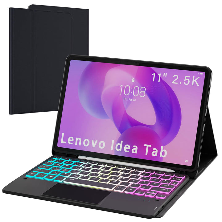 für Lenovo Idea Tab 11 Zoll 2025 Hülle mit Tastatur: 7-Farbige Beleuchtung QWERTZ Deutsches Tastatur
