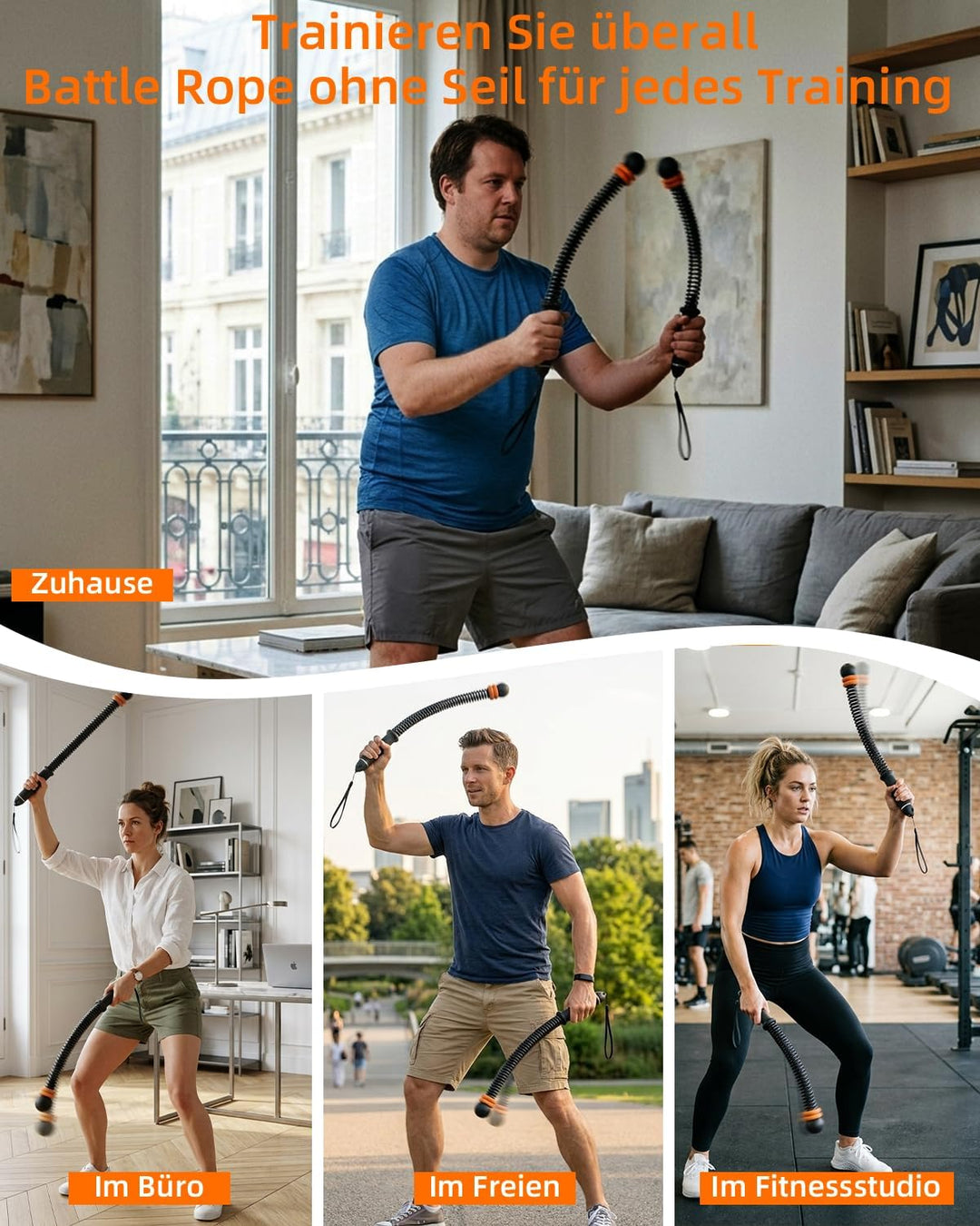 Battle Ropes, robuste, seillose Battle Ropes für Fitnessstudio und Zuhause | Gewichtete Trainingssei