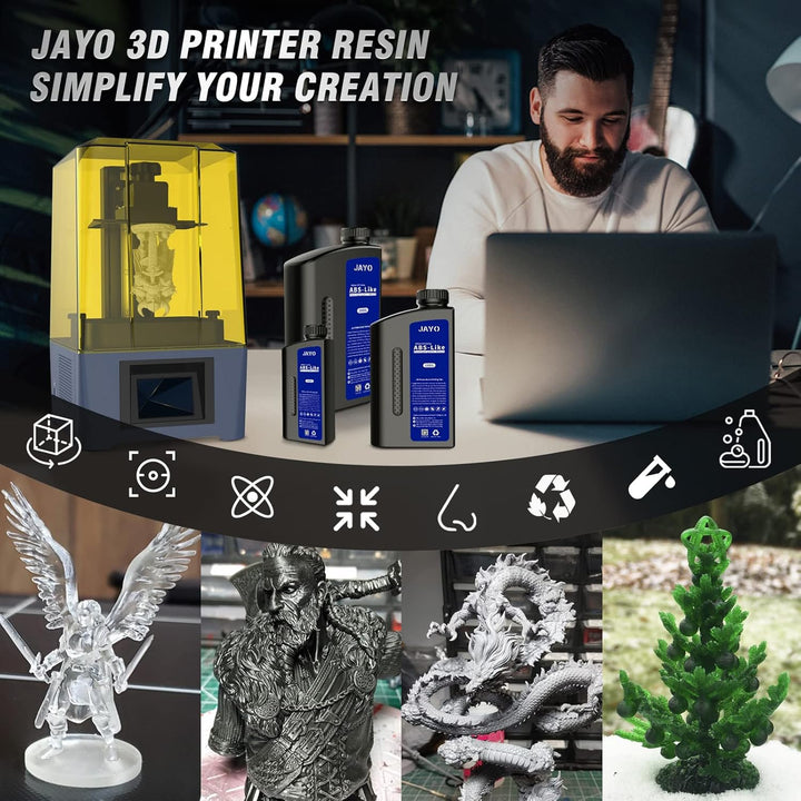 JAYO 3D Drucker Resin 1KG, ABS-Like Resin 405nm UV Standard Rapid Harz für 4K/6K/8K LCD/DLP/SLA 3D P