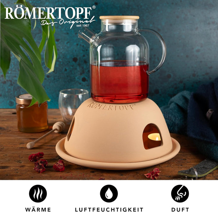Römertopf Teelicht-Ofen der heisse Heinz Teelichtheizung inkl. Luftbefeuchter 29 cm x 12,5 cm