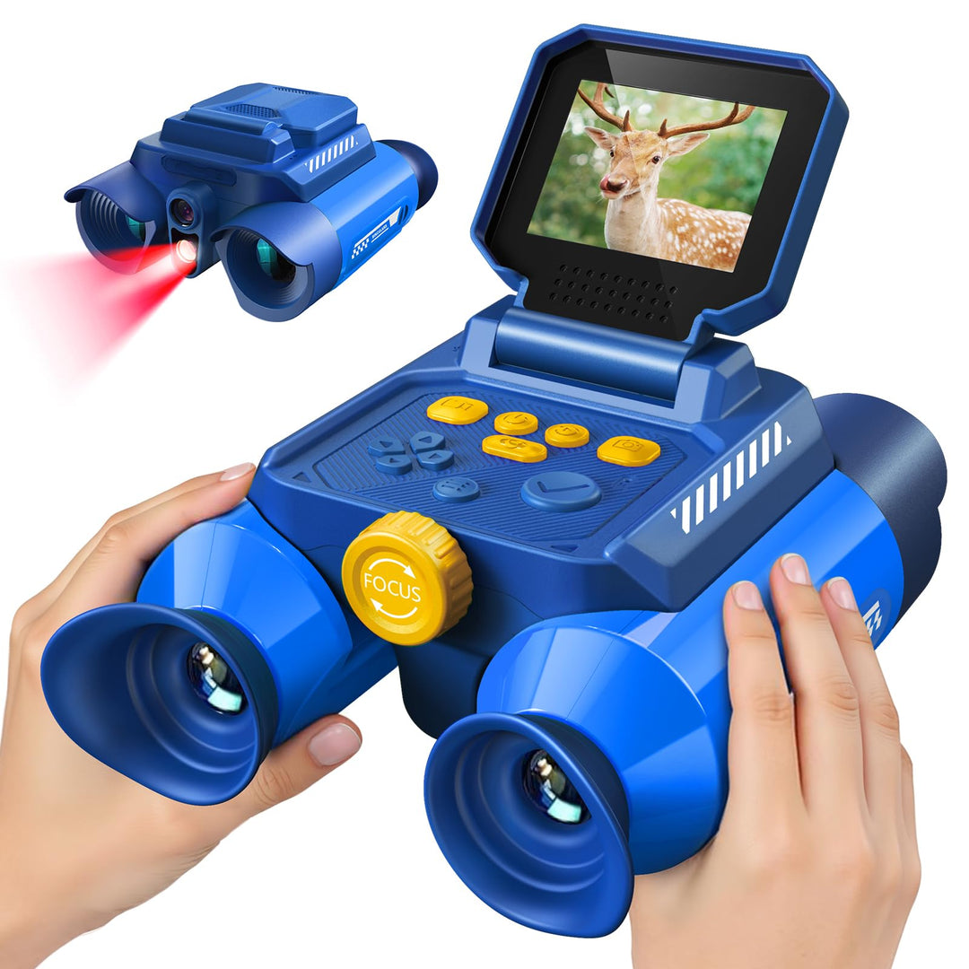 Acoath Fernglas für Kinder, 10-facher Optischer Zoom mit Nachtsich, Kamera mit Foto- & Videofunktion