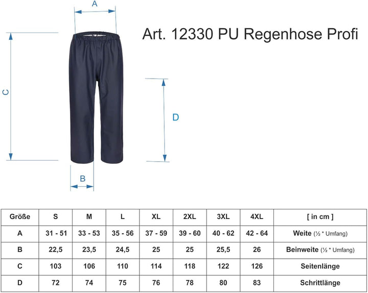 modAS Unisex PU-Regenanzug Profi - Set aus Regenjacke und Regenhose winddicht wasserdicht S Navy, S