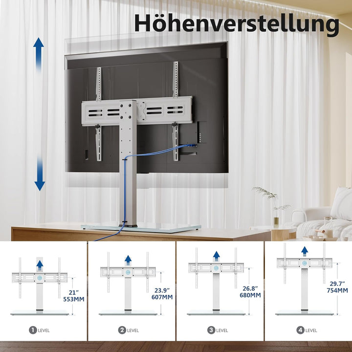 FITUEYES TV Standfuss Universal TV Ständer für 50-85 Zoll Flach &amp; Curved Fernseher bis zu 50kg Schwe
