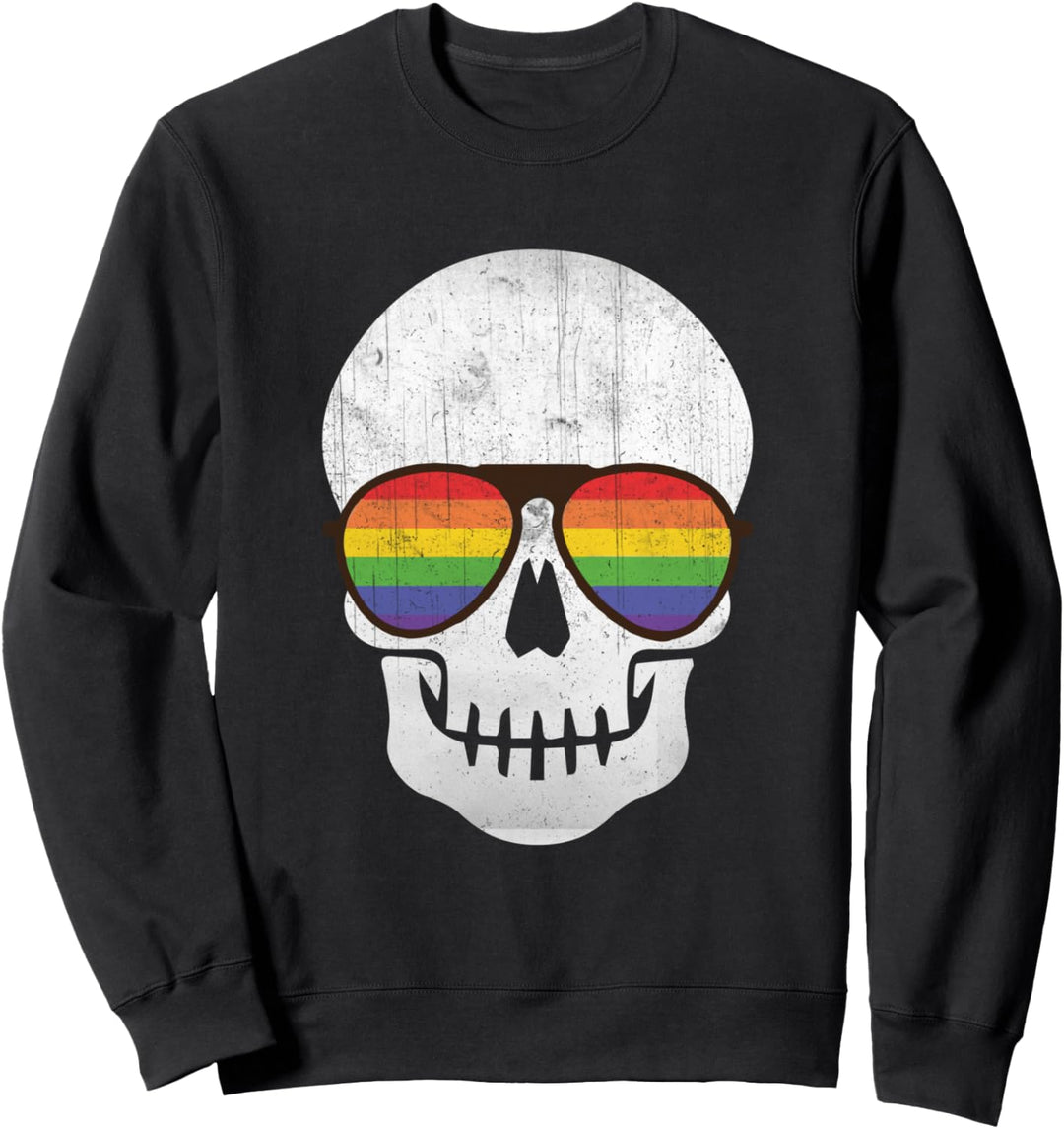LGBT Gay Pride T-Shirt Regenbogen Totenkopf Sonnenbrille Sweatshirt