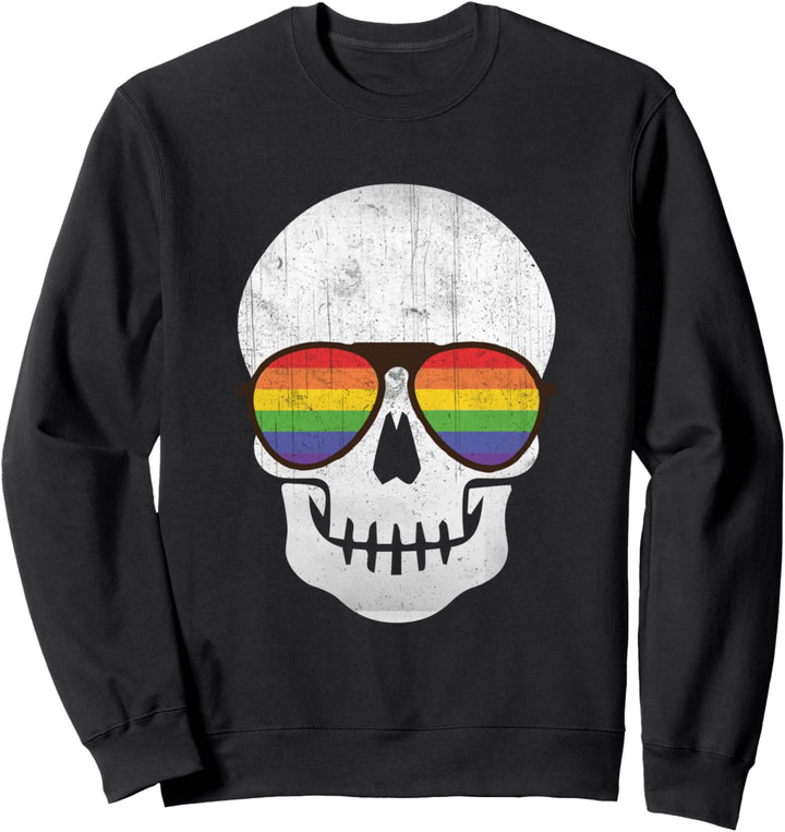 LGBT Gay Pride T-Shirt Regenbogen Totenkopf Sonnenbrille Sweatshirt