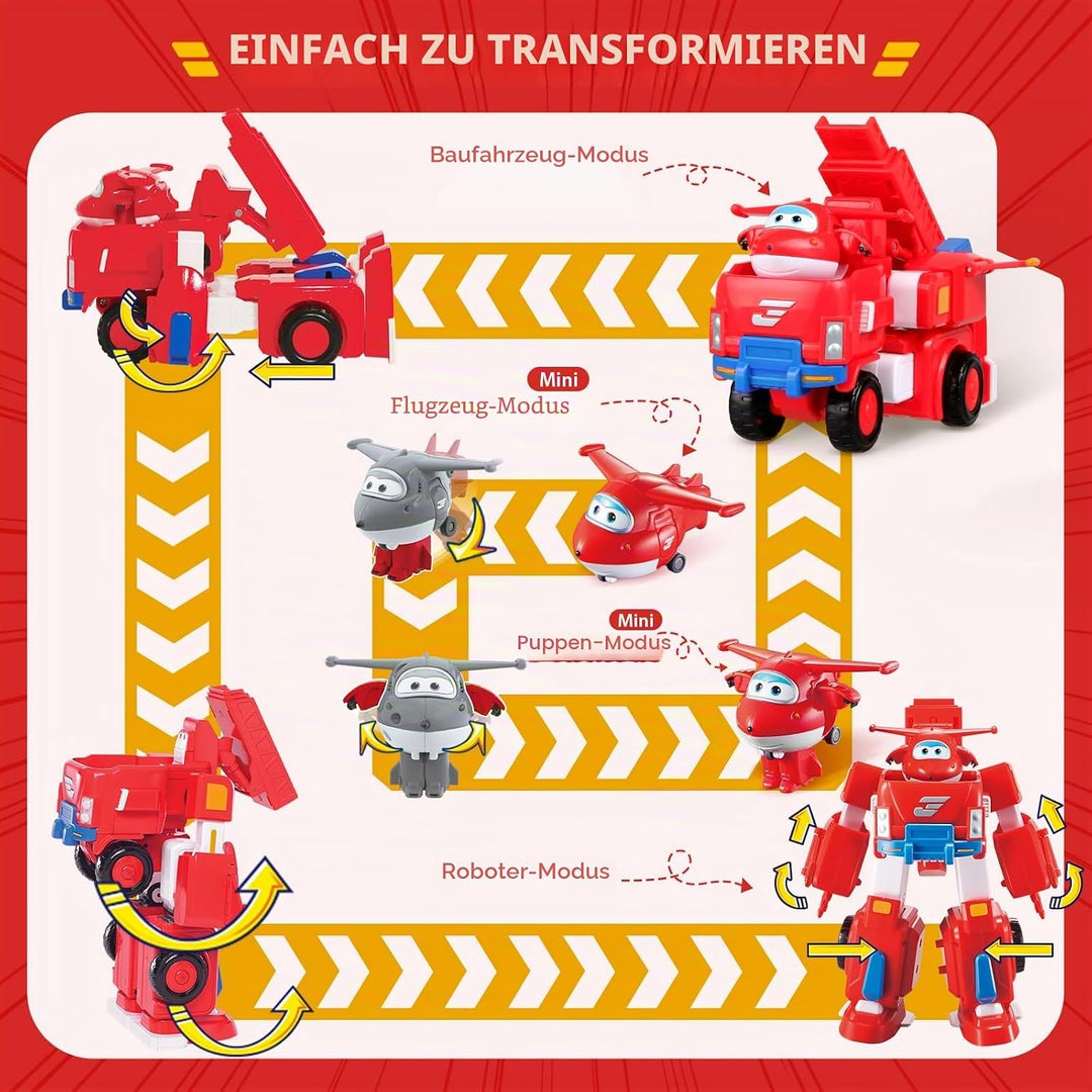Super Wings EU720311 - Transformations-Flugzeug Jett Robo Rig, ca. 18 cm grosse Spiel-Figur für Kind