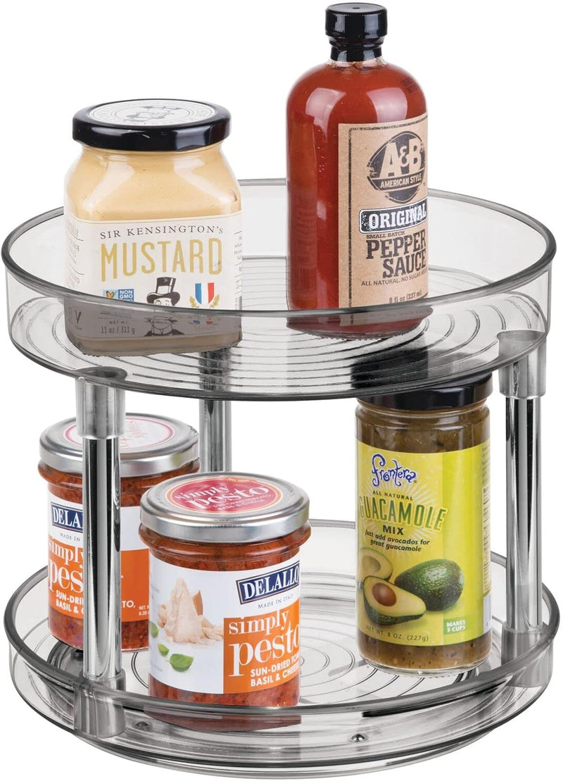 mDesign Lazy Susan Küchenregal zweistöckig – praktisches Gewürzregal für Küchenschrank oder Arbeitsp