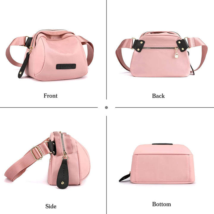 PORRASSO Damen Umhängetasche Casual Schultertasche Mädchen Gürteltasche Leicht Bauchtasche für Arbei