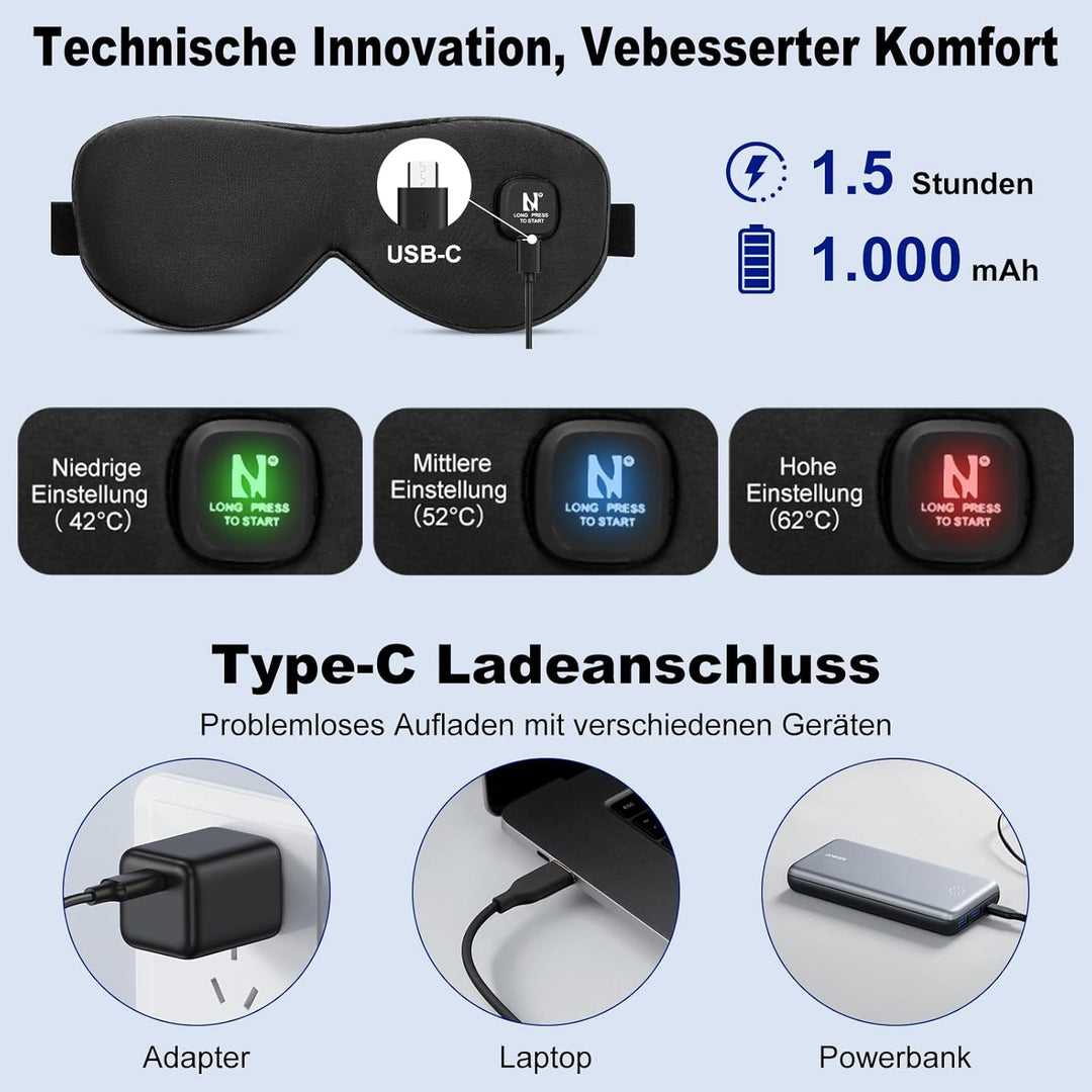 AROMA SEASON Wärmebrille mit Akku ohne Kabel zur Linderung von trockenen Augen, Gerstenkorn, Blephar