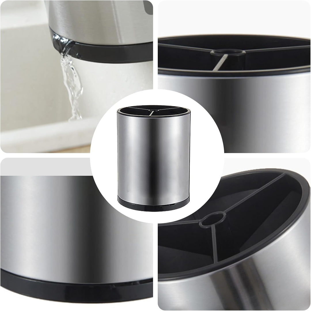 Syfunlv Küchen Utensil Behälter,360° Drehbar Küchenutensilienhalter aus Edelstahl 8.2 x6.7 in Küchen