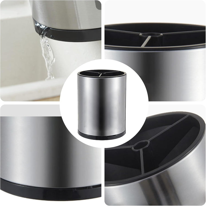 Syfunlv Küchen Utensil Behälter,360° Drehbar Küchenutensilienhalter aus Edelstahl 8.2 x6.7 in Küchen