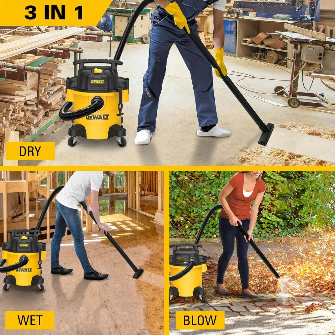 DEWALT 20L Poly Nass-/Trockensauger, Mobiler Nass Trockensaug mit Universalrad, 3 IN 1 mit Blas- und