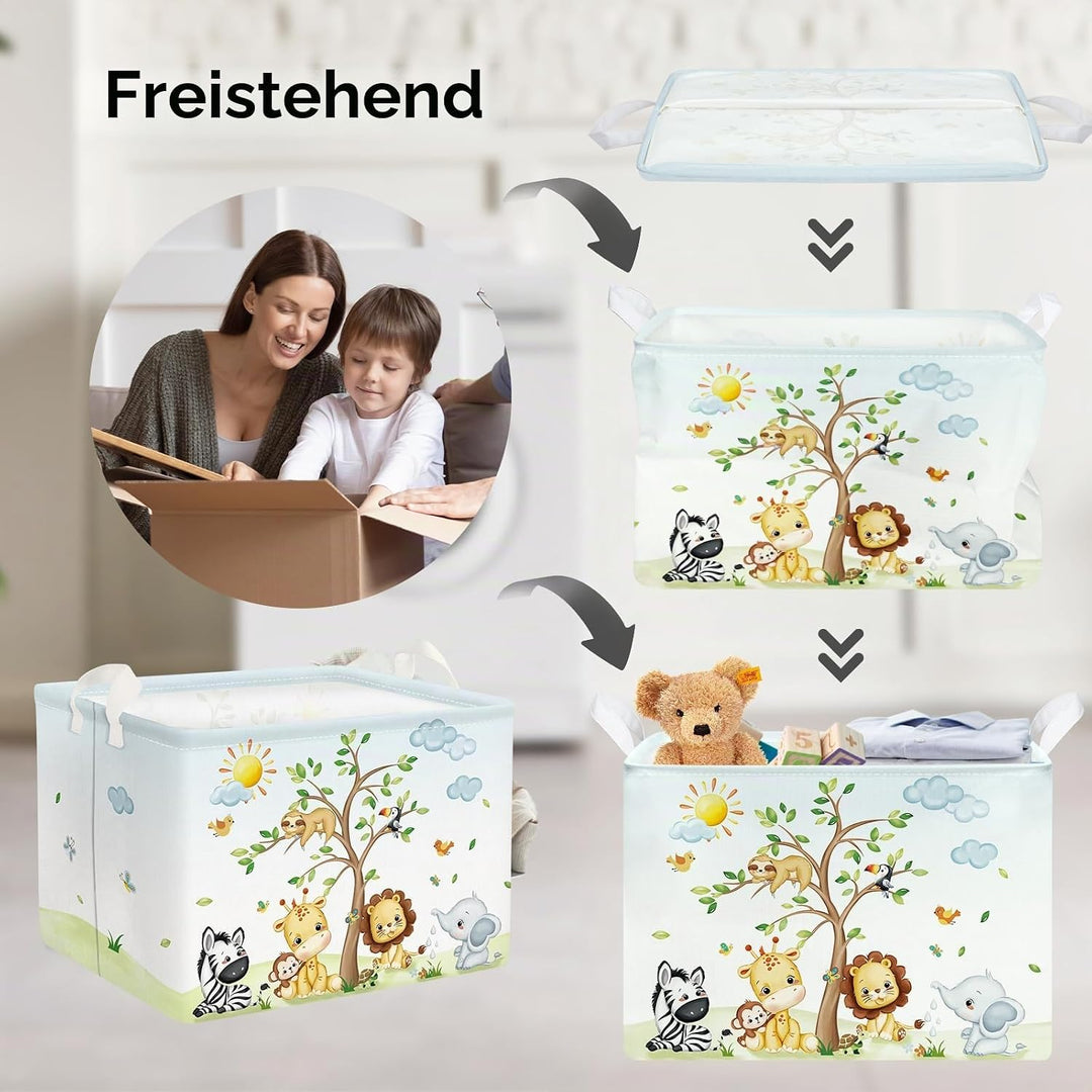 Clastyle 36L Gross Dschungel Tier Aufbewahrungskorb Kinder Weiss Spielzeug Kleidung Aufbewahrungsbox