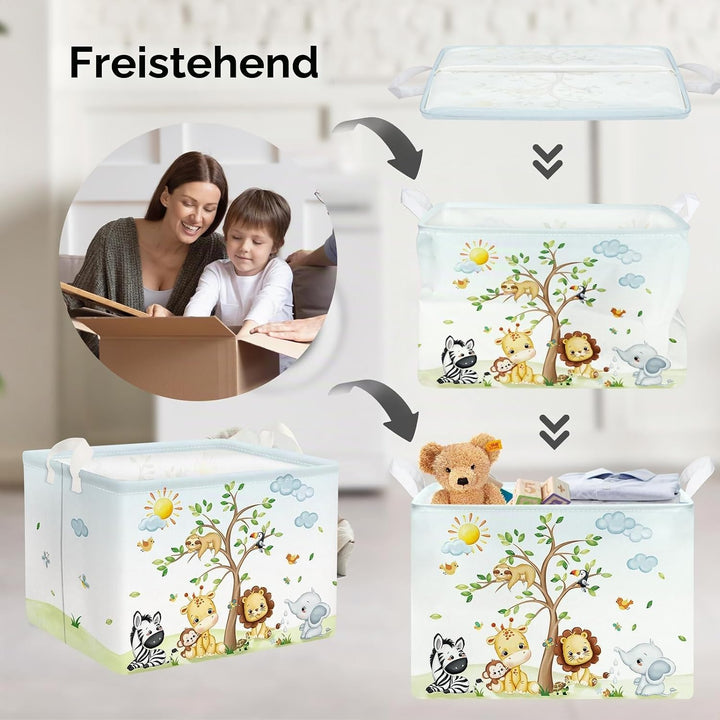 Clastyle 36L Gross Dschungel Tier Aufbewahrungskorb Kinder Weiss Spielzeug Kleidung Aufbewahrungsbox