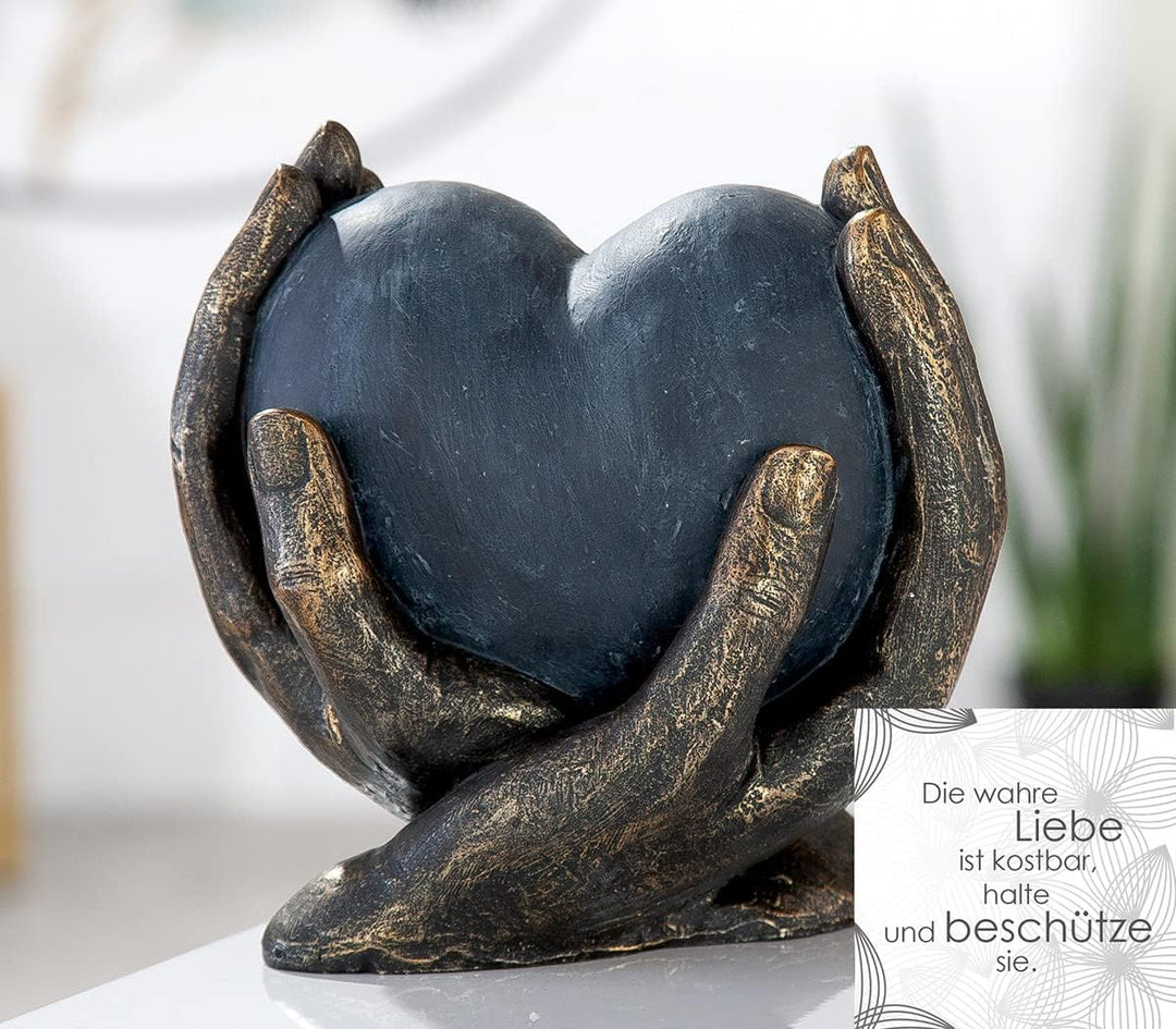 Casablanca modernes Design GILDE Deko Skulptur Herz in Händen - Poly - Geschenk Geburtstag Weihnacht