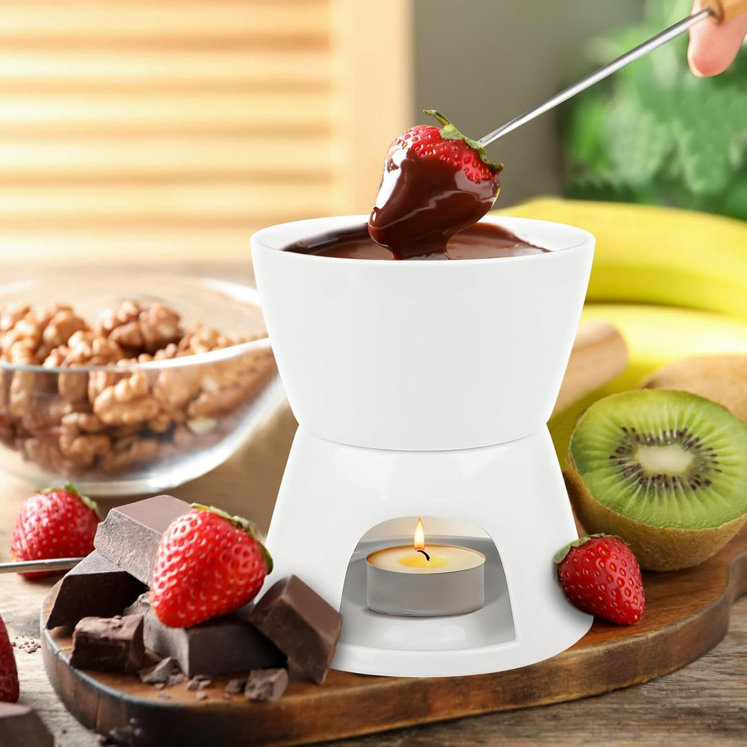Schoko Fondueset Keramik Schokofondue Tasse mit Teelichthalter, Schokoladenfondue Tasse für Schokola