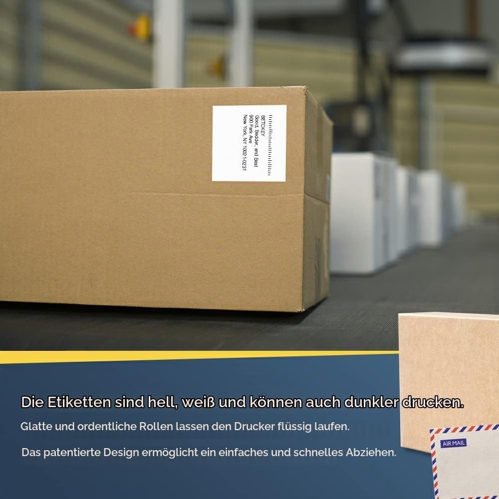 BETCKEY - 10 Rollen DK-22205 Endlosetiketten (Papier) Kompatibel mit Brother, 62mm x 30.48m, 10 Etik