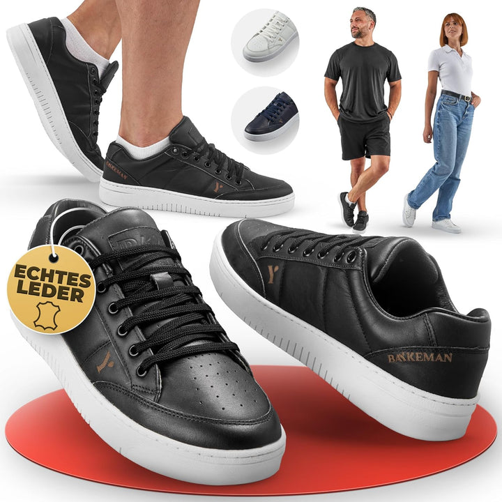 BAYKEMAN - Sneaker aus echtem Leder Unisex für Herren Damen Jungen Mädchen - sehr hochwertige, komfo